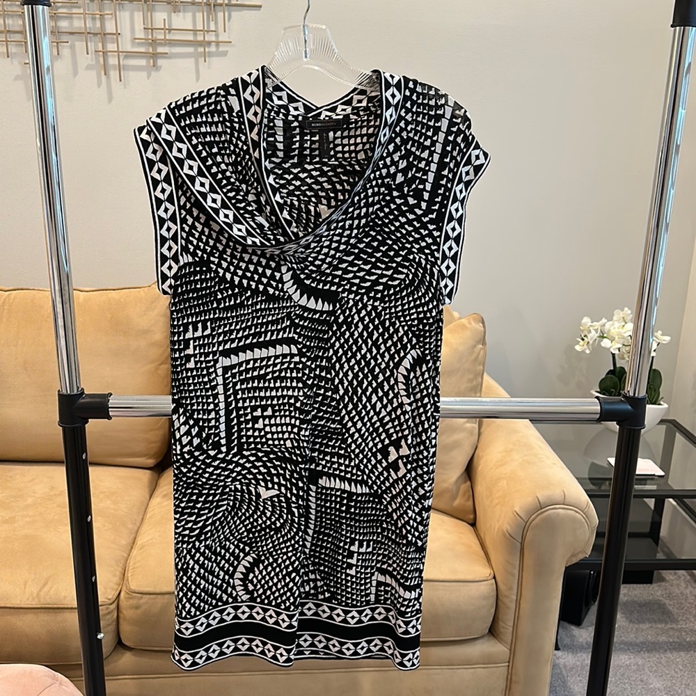 BCBG MaxAzria black and white print dress size XS
